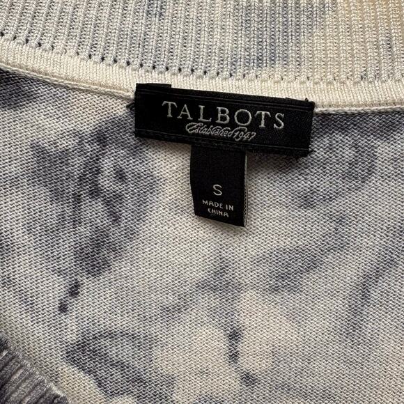 Talbots Gray White Cardigan, Floral, Silk Blend, Embroidered Flowers, Womens S - Picture 2 of 5